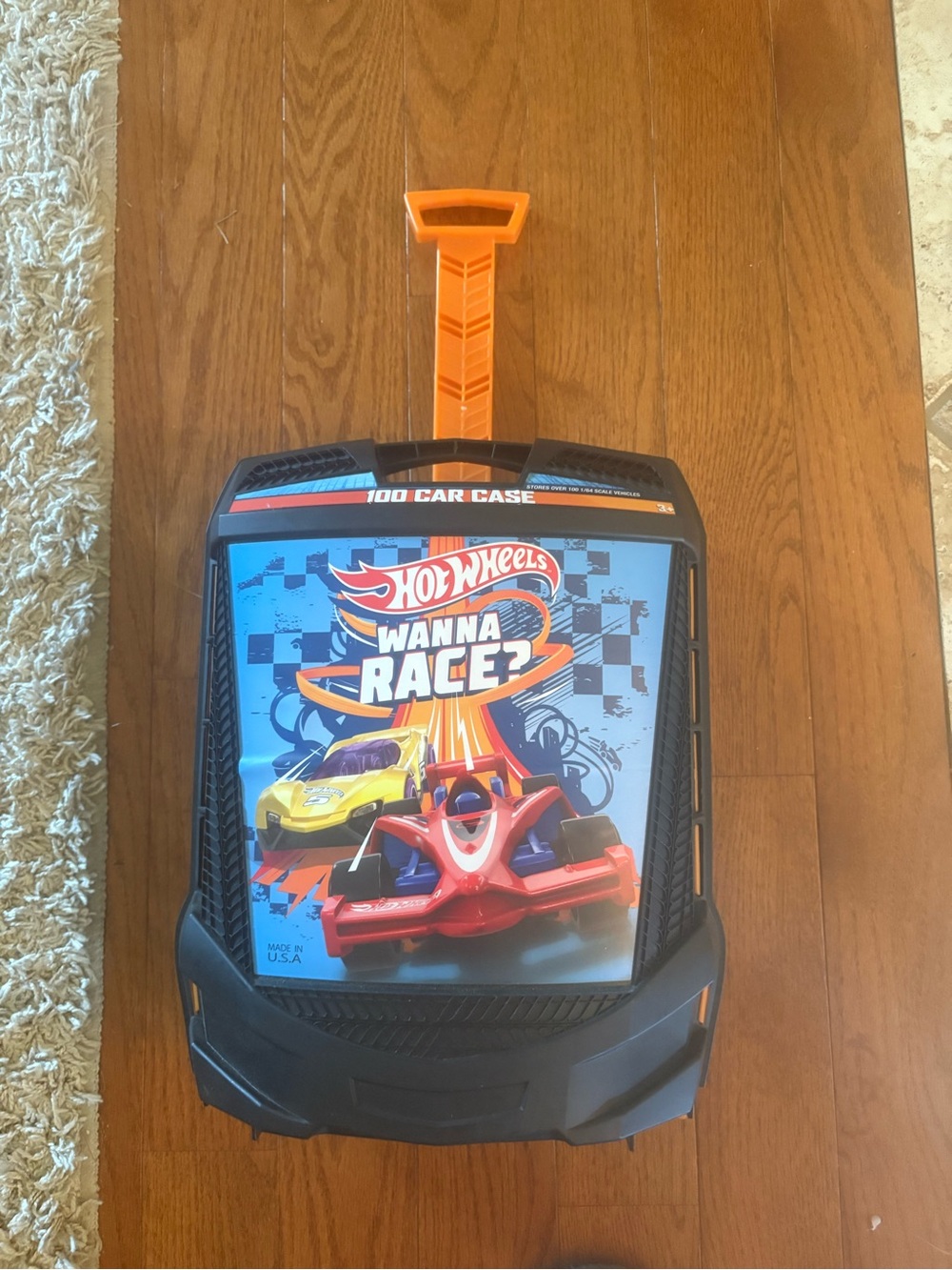 Hot Wheels Rolling Car Case with Orange Handle - Wanna Race Design